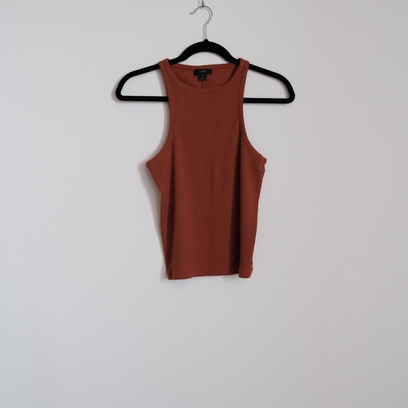 Women's Jcrew ribbed halter burnt orange tank size M - Picture 2 of 6